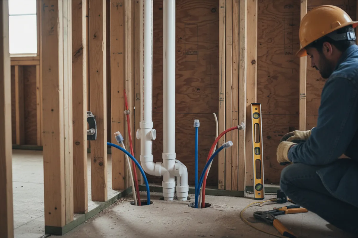 Drain and supply rough-in during Garbage Disposal Repair in Round Lake
